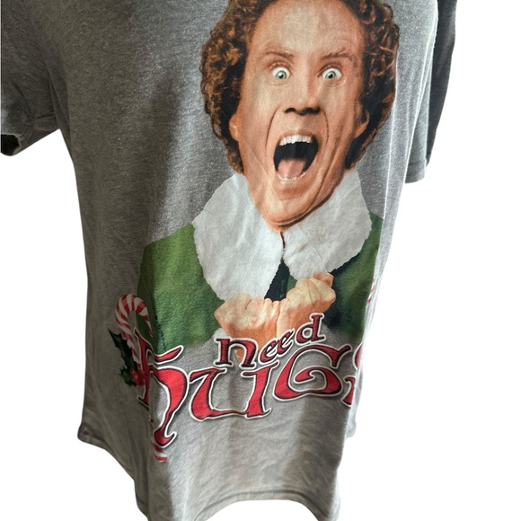 ELF “Need Hugs” Christmas T-Shirt – Gray – Size Large - Picture 3 of 9